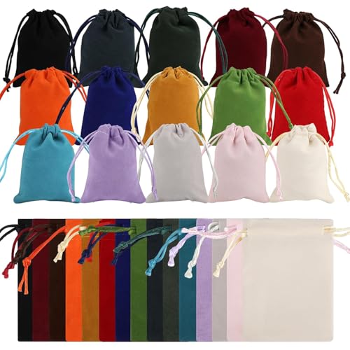 UptVin 30 Pièces Sachets en Velours, 15 Couleurs Sac en Velours avec Cordon Sacs à Bijoux en Velour Petit Bijoux Sac pour Bijoux Cadeaux Saint-Valentin Noël Mariages (10x12cm)