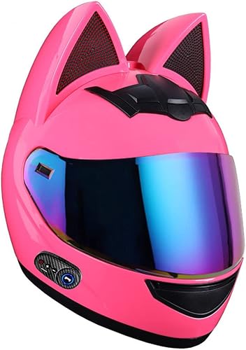 Casco Bluetooth de motocicleta con orejas de gato, cascos de cara completa personalizados con visera, aprobado por DOTECE, casco de montaña para