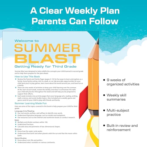 Image of Summer Blast: Getting Ready for Kindergarten - Full-Color Workbook for Kids Ages 4-6 - Reading, Writing, Art, and Math Worksheets - Prevent Summer Learning Loss - Parent Tips