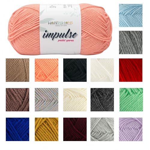 Image of WOAFashions Impulse Hand Knitting & Crochet Yarn, Premium Acrylic, 4 : Medium (Peach Blush) (3x100gms / 3.5oz / 200mtr / 218yds)