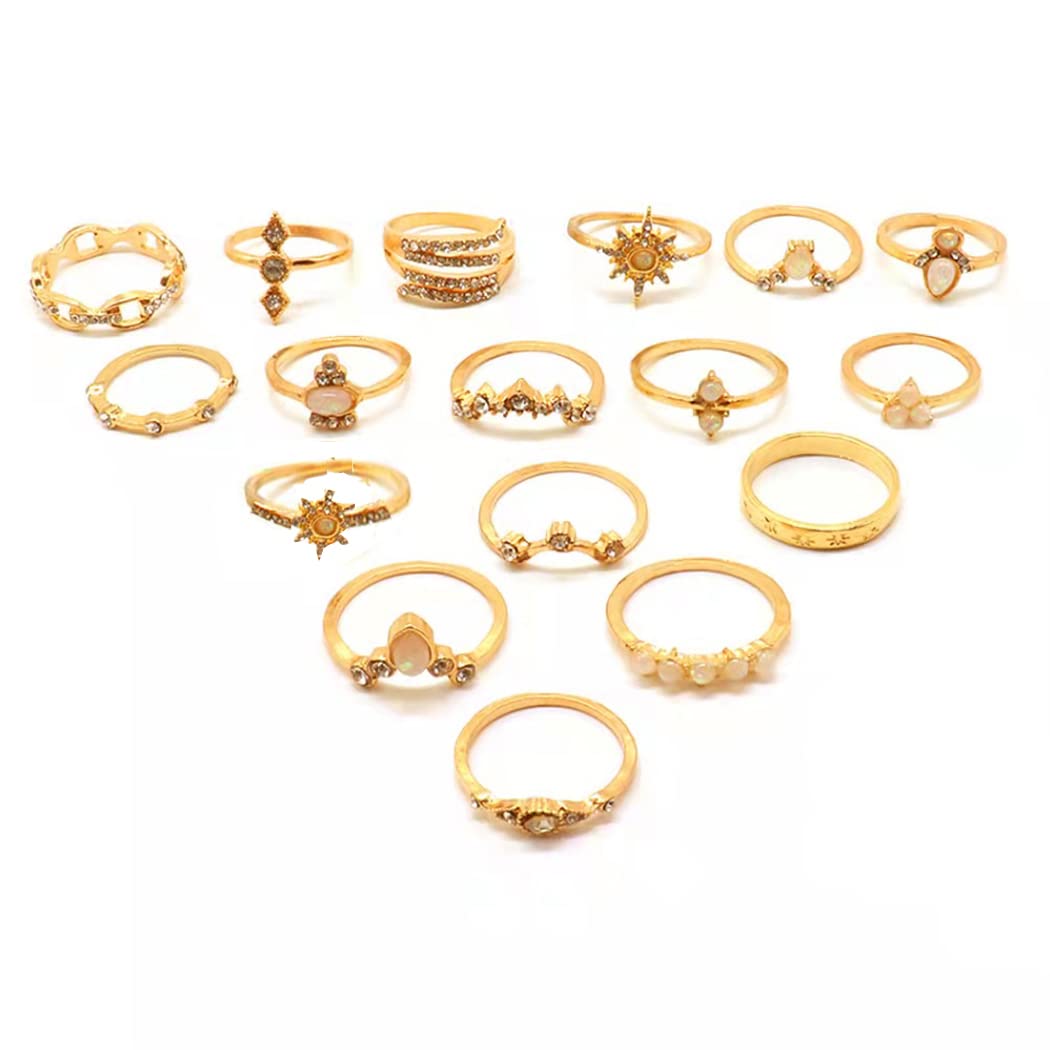 SUNSCSCVintage Silver Gold Joint Knuckle Nail Midi Ring Set Stackable Finger Rings for Women Girls