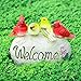 Ovewios Solar Garden Statues Outdoor Decor, Welcome Sign Garden Sculptures Statue Novelty Birds Figurine Decoration for Patio Yard Porch Art Home Decor