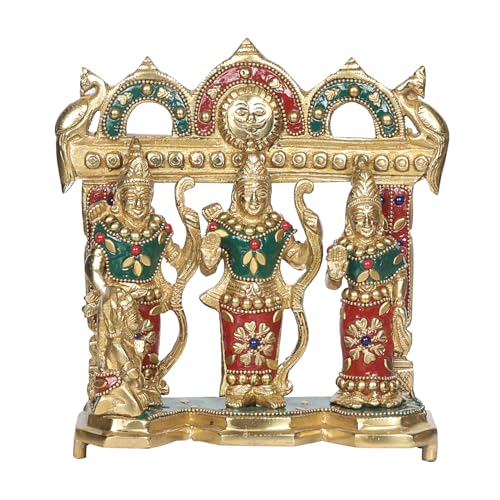 Image of ARTVARKO Ram Darbar Multicolor Brass Statue Shree Ram Ji Sita Laxman Hanuman Home Decor Puja Bhagwan Idol Murti for Mandir Temple 7.5 Inches (Multicolor)