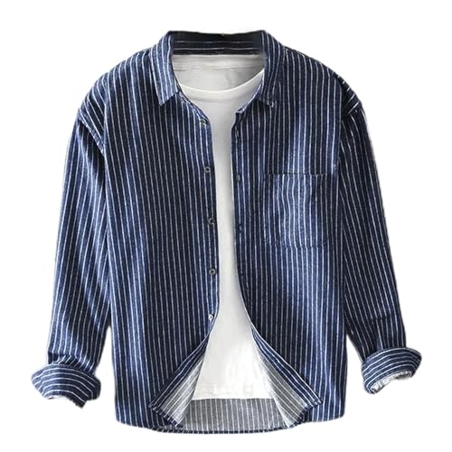 Chemises classiques rayées pour homme WOLONG coton manches longues