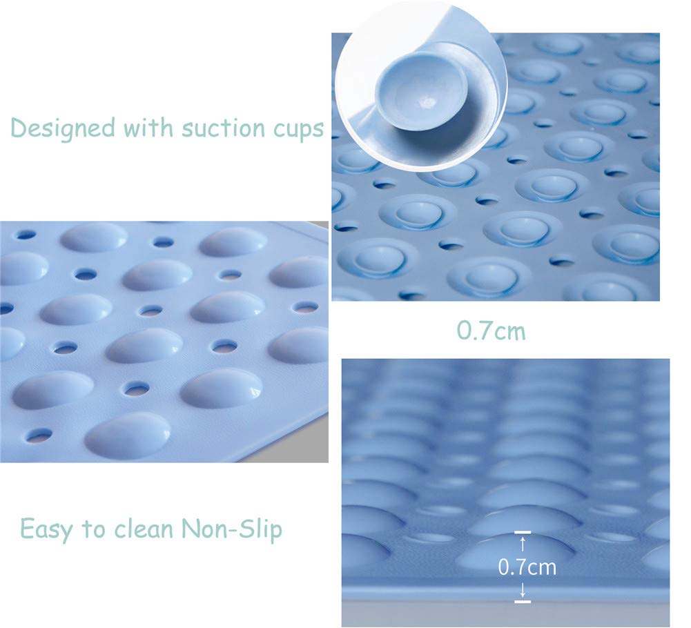 Tapis de Bain Antiderapant Baignoire Non Toxique Caoutchouc Naturel Tapis de Bain Salle de Bain avec Ventouse Gris Clair 58x88cm