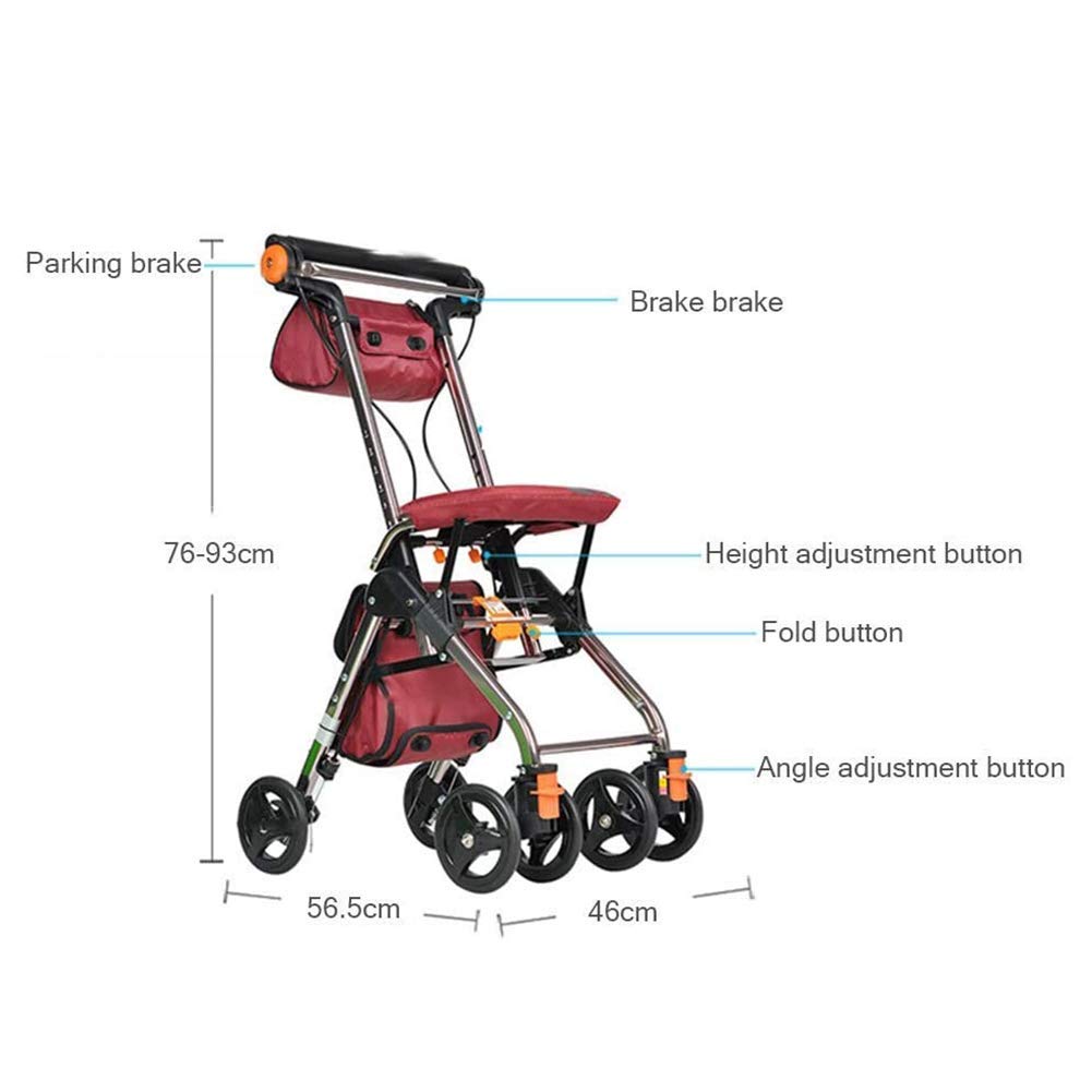 Chodzik Rollator z siedziskiem dla seniorów, przenośny stojak i podpórka do siedzenia, lekki aluminiowy chodzik składany i lekki czterokołowy Interesting