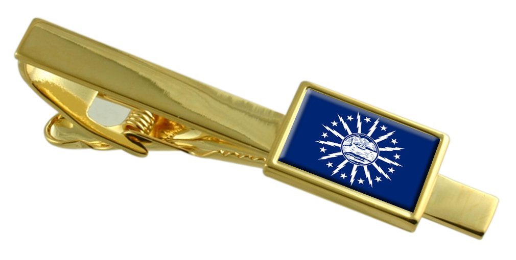 Clip de corbata de oro de la ciudad de Buffalo con bandera de EE.UU. 3