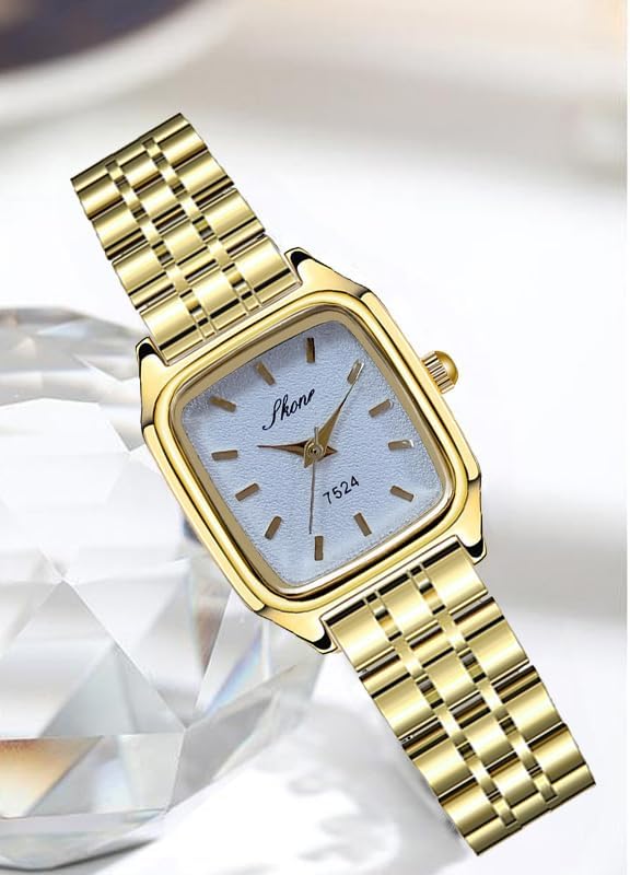 PASOY Watch for Women Dress Wirst Watch Stainless Steel Strap, Classic Vintage Simple Small Square Quartz Wristwatch - Image 2