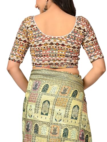 Image of Colorful Street Cotton Stretchable Round Neck Printed Blouse