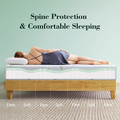 Vyfipt Queen Mattress 8 Inch, Green Tea Memory Foam, Fiberglass-Free & Pressure Reliving, Made In Usa, Bamboo Cover, Certipur-Us Certified, Bed In A Box, Medium Firm #TOP3