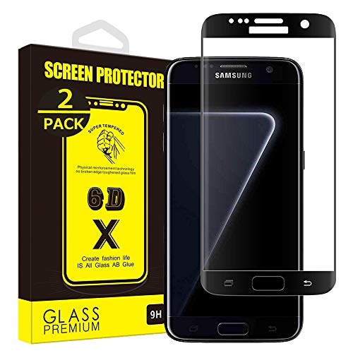 Yoyamo GT814 [2-Pack] Tempered Glass Screen Protector for Samsung Galaxy S7 Edge [Full Screen Coverage] Anti-Scratch, 3D Curved, Bubble Free [Black]