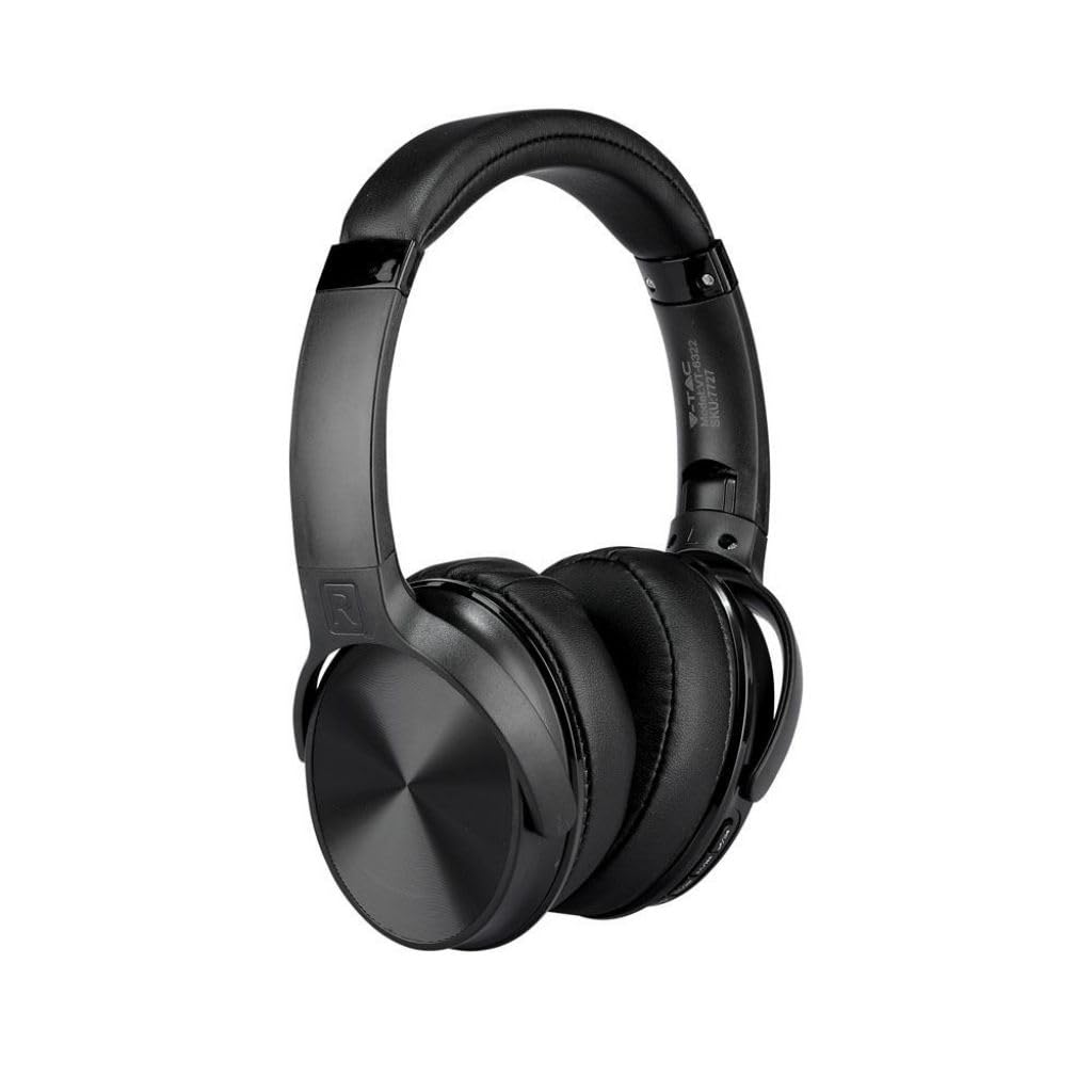Casque Bluetooth V-TAC VT-6322 noir au design épuré et finition rotative