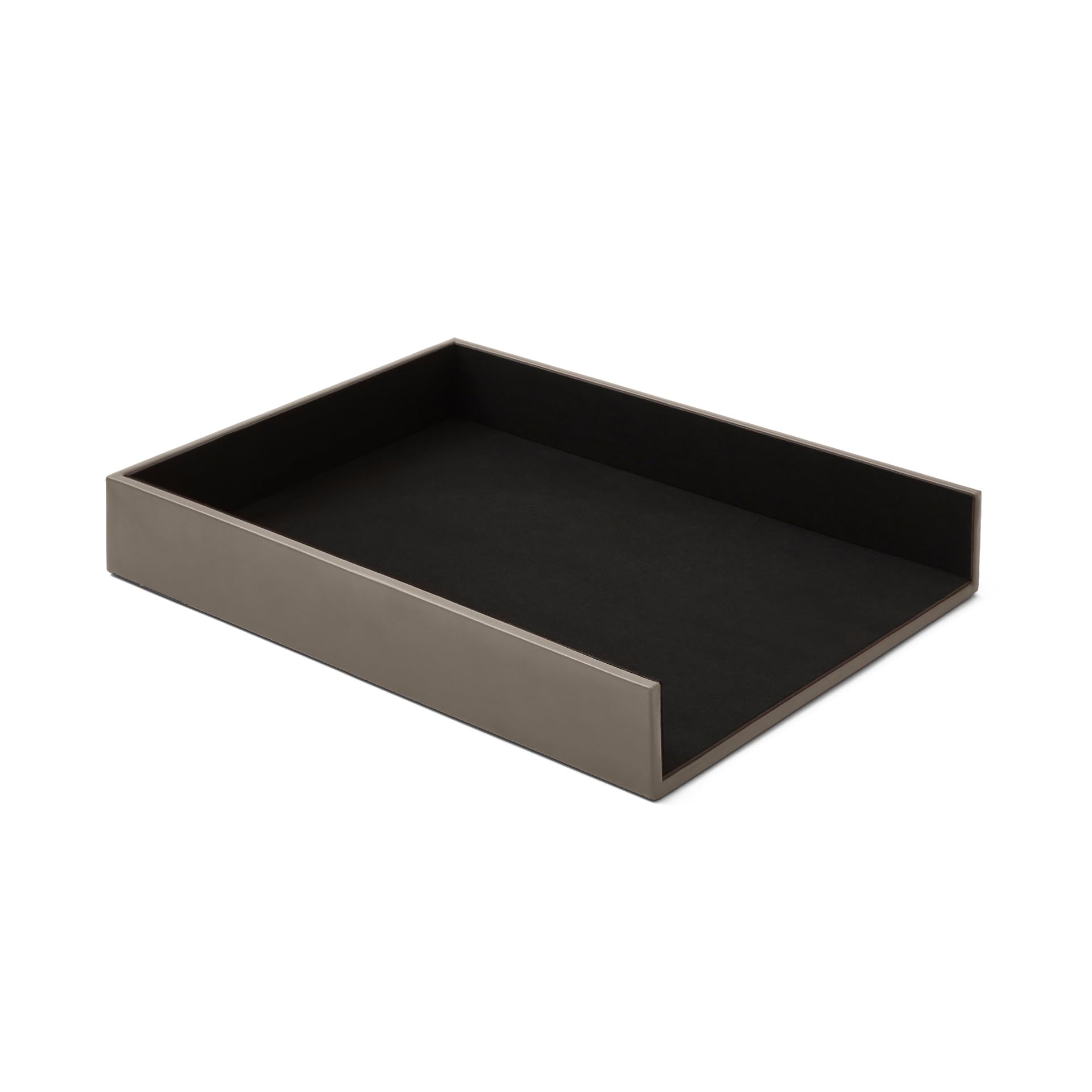 Eglooh - Minerva - Corbeille à Courrier Cuir Gris Taupe - Casier Rangement Bureau DIN A4 - pour Lettres Documents - cm 32 x 24,2 x H.5 - Entièrement Fabriqué en Italie