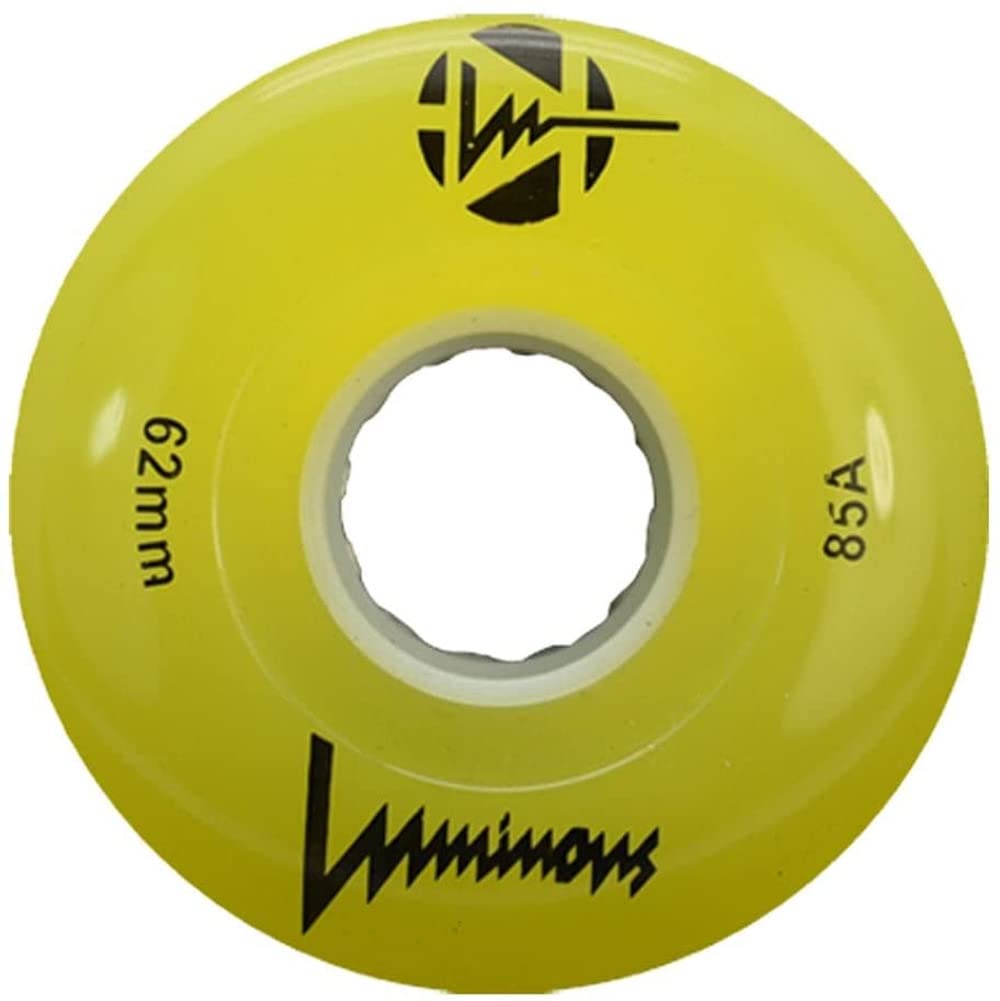 Luminous LED Quad Roller Skate Outdoor Wheels (4 Pack, Yellow, 62mm x 30mm/85A)