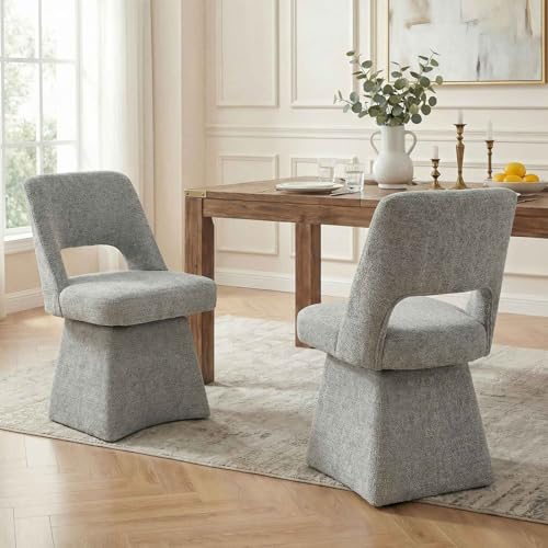VKNOW Upholstered Swivel Dining Chairs Set of 2, Modern Dining