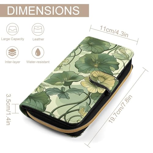 Womens Wallets Leather Ladies Wallet Large Olive Green Style Printed Long Travel Clutch Wallet for Women2