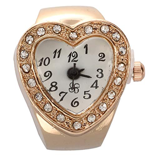 Froomer Ton du Cuivre Forme de Coeur Housse Sangle Elastique Bague Montre de Doigt pour Les Femmes
