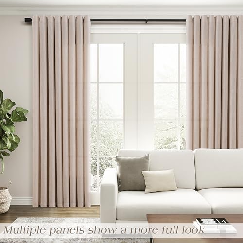 Image of Nanspring Oatmeal Linen Curtains 84 Inches Long for Living Room Grommet Semi Sheer Light Filterinig Bedroom Window Curtain Panels Neutral Tone Modern Minimalist Room Cozy Decor 52x84,2 Panels Sets