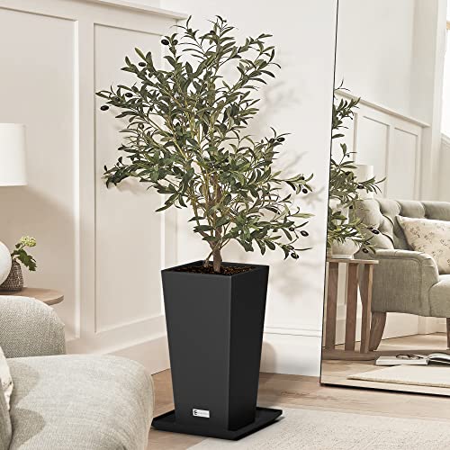 Elevens 20" Outdoor Planter Black Larger Flower Pots Indoor Modern Tapered Square Outdoor Planter Indoor And Outdoor Flower Pots For Front Door, Patio And Deck（2 Packs） #TOP3