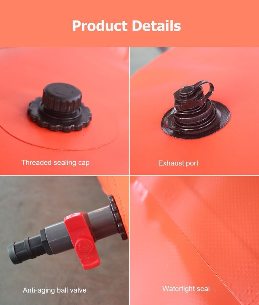 Foldable Water Bladder Tank, 63-1320 Gal Portable Large Capacity Soft Water Bag Storage Container with Spigot & Hose Kit for RV Garden(1.5x0.9x0.5m/670L/177.0gal)