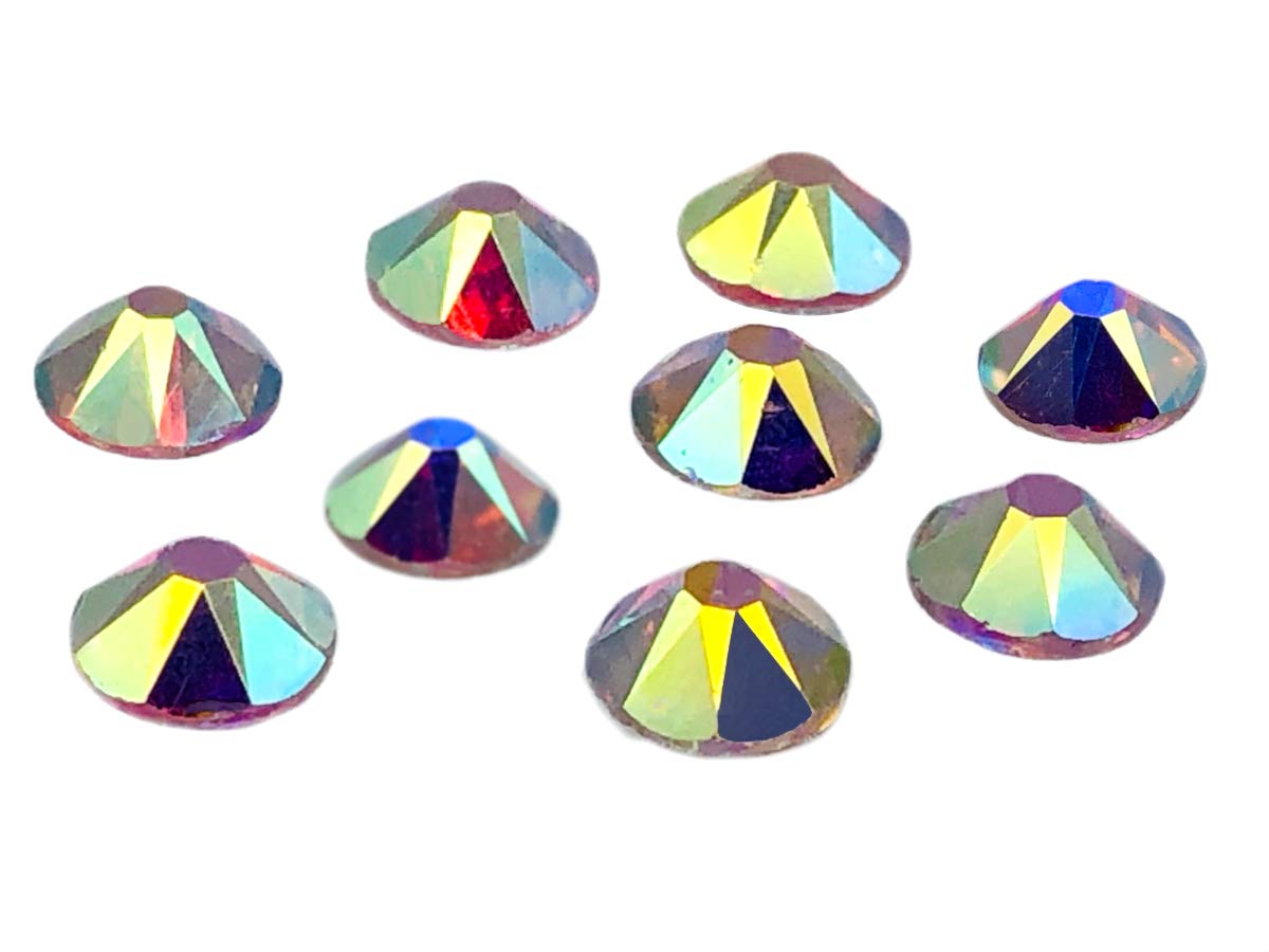 Pack of 100 EIMASS® 8898 Exquisite Hot Fix Flat Back Glass Crystals - Comparable with Swarovski 2088 (Crystal AB, ss16 (4mm))