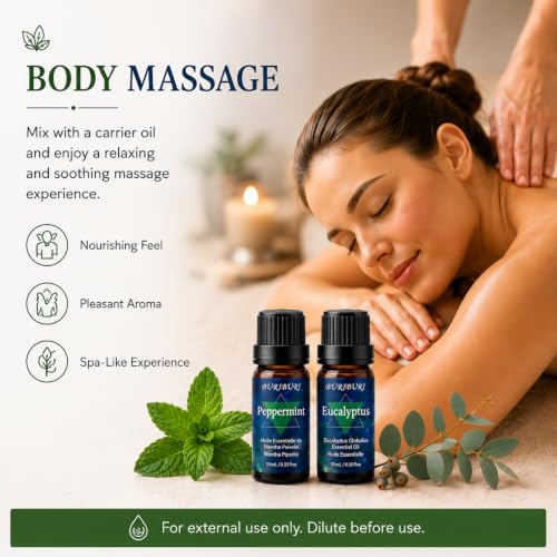 Image of BURIBURI Eucalyptus Peppermint Essential Oil Set for Diffusers 10MLx2