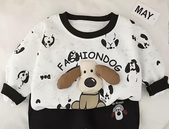 Image of Googo Gaaga Printed Kids Boys Cotton Sweatshirt with Solid Joggers