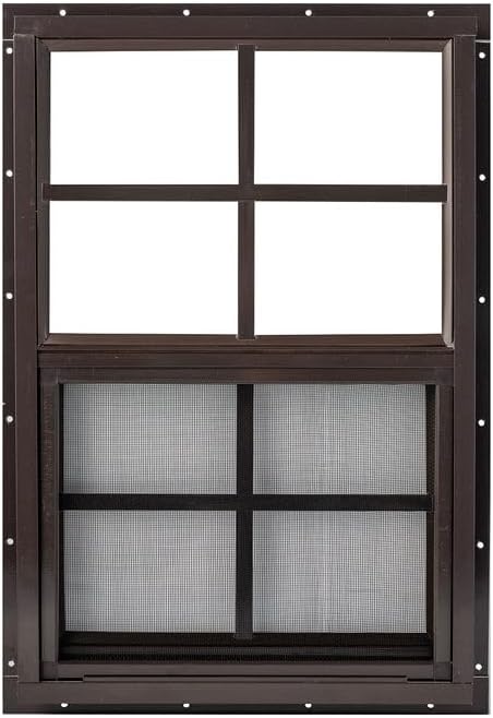 Shed Window 18x23 Flush - Vertical Slider with Built-in Bug Screen (Brown (2 Pack))