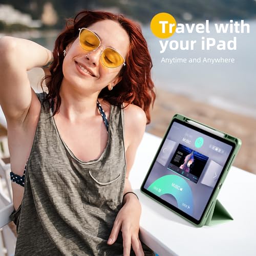 Akkerds Compatible for iPad Air 13 Inch Case (M4/M3/M2) 2026/2025/2024 with Pencil Holder, Trifold Stand Protective Cover/Soft TPU Back for iPad Air 13 Case, Supports Touch ID, Auto Wake/Sleep, Green by Akkerds - Image 3