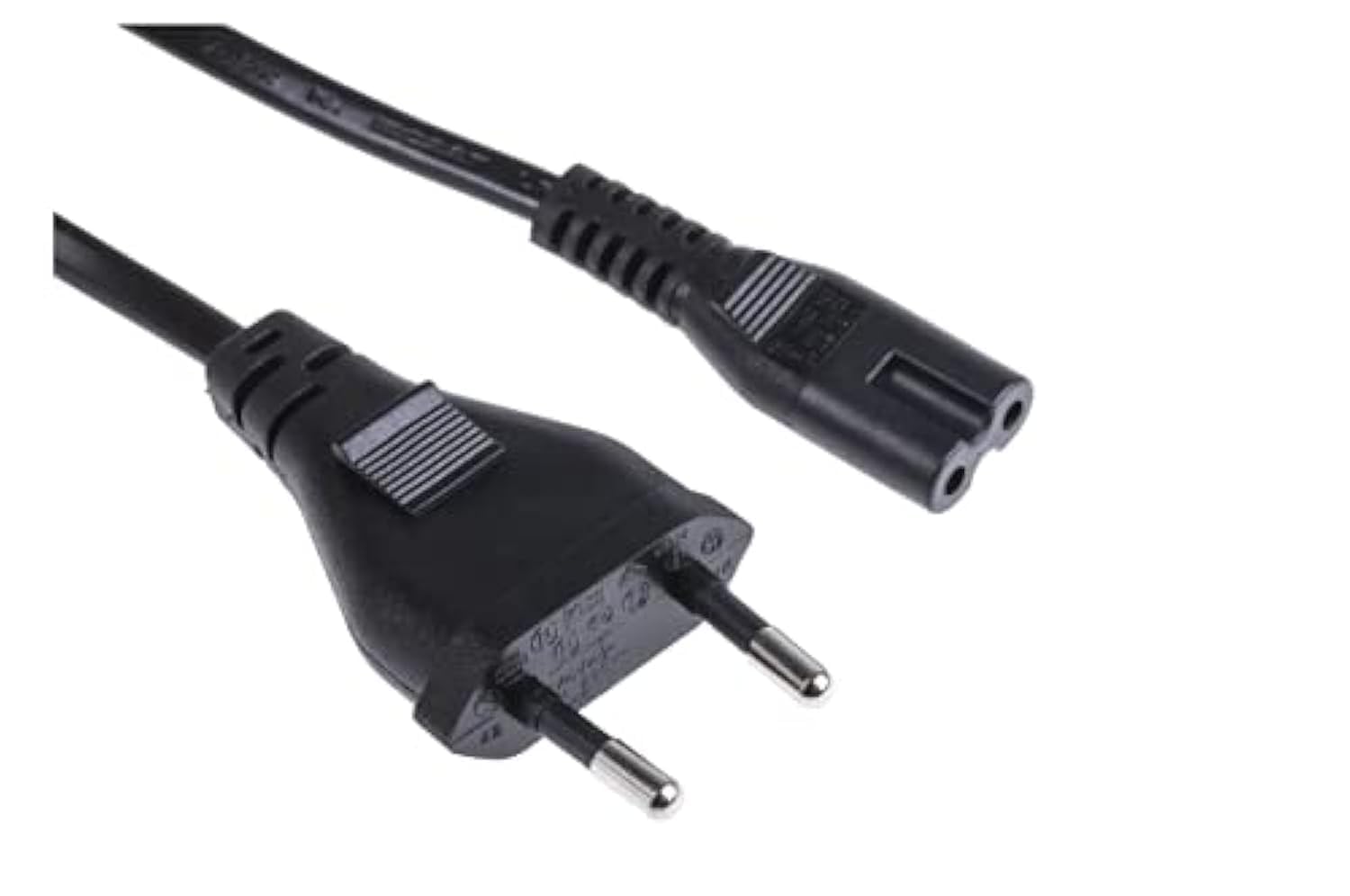 2 meter EU European 2 Pin Plug Fig Figure 8 Mains Cable Lead Black EU C7 F8 CORD