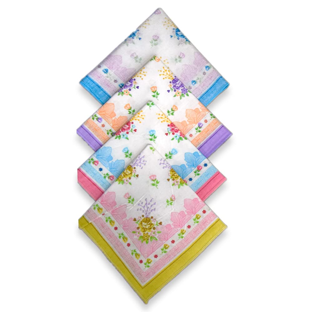 shelter Premium HandKerchiefs |100% Cotton Hankies With Multi Color For Ladies Hankey | Size 30 x 30 CM Pack of 12-picture-5
