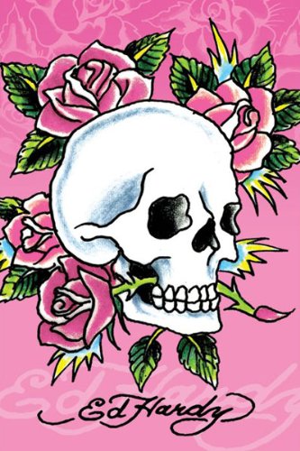 Pyramid America Ed Hardy Pink Skull & Roses Poster Art Print