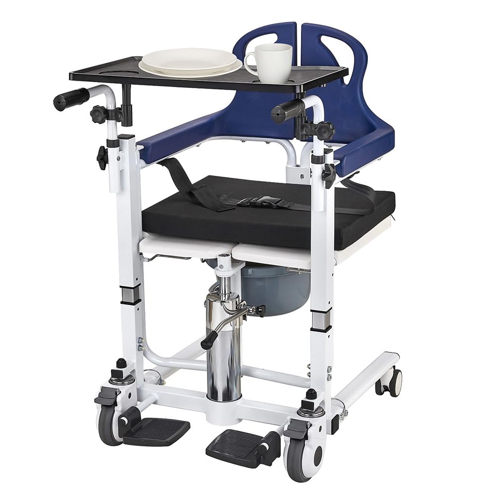 Photo 1 of Patient Transfer Lift Chair, 350 lb Capacity, 180° Split Seat, Hydraulic Commode Wheelchair for Elderly, Bed to Toilet