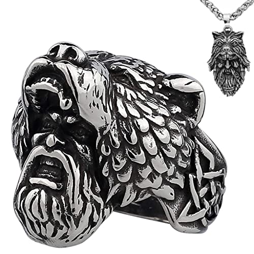 Collier Pendentif Ours et Bague Unique Viking : Le Cadeau de Noël Idéal Style Nordique Vintage