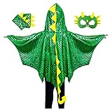IROLEHOME Dragon-Wings-Costume for Kids Toddler Boys Halloween Dress-Up Clothes, Dinosaur-Cape and Mask Gloves as Girls Dino Party Gift