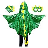 IROLEHOME Toddler Dragon-Wings-Costume for Kids Dinosaur-Cape and Mask Gloves as Boys-Girls Dino Dress-Up Party Gifts Toys