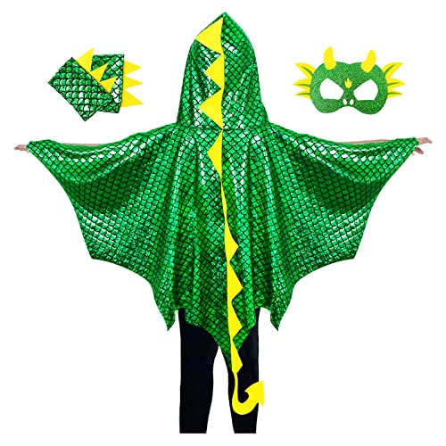 IROLEHOME Dragon-Wings-Costume for Kids Dinosaur Toys Dragon-Cape Mask Gloves Toddler Boys Dress-Up Christmas Birthday Gifts