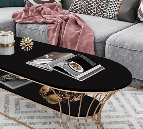 Image of Metal Oval Coffee Table Living Room Sofa Side Cabinet Small Table Creative Household Removable Coffee Table Black Gold