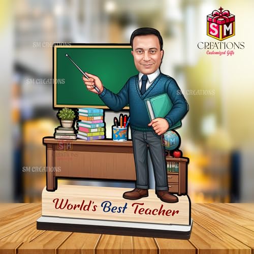 Image of Customized Caricature for Men Best Teacher| Best Gift on Anniversary|Birthday|Wedding|Home&Decor (8X6Inch)
