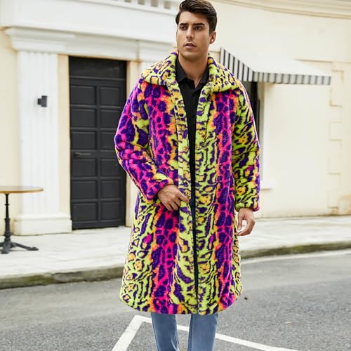 Mens Faux Fur Coat Winter Long Fleece Jacket Luxury Fluffy Lapel Long Sleeve Parka Overcoat Warm Open Front Cardigan Outwear4