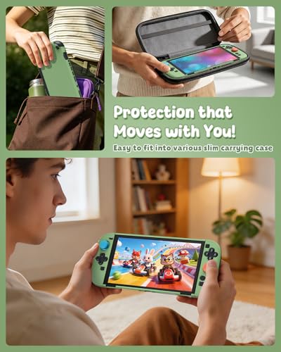 Image of FYOUNG Switch 2 Cute Cover Case, Dockable Protective Shell for Nintendo 2 | Dockable Case, Split Design, Slim Shockproof Case with Glass Screen Protector Accessories, 8 Thump Grip