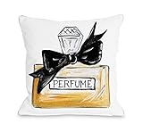 One Bella Casa Bow Perfume/Black Quilted Throw Pillow Cover by Timree Gold, 18