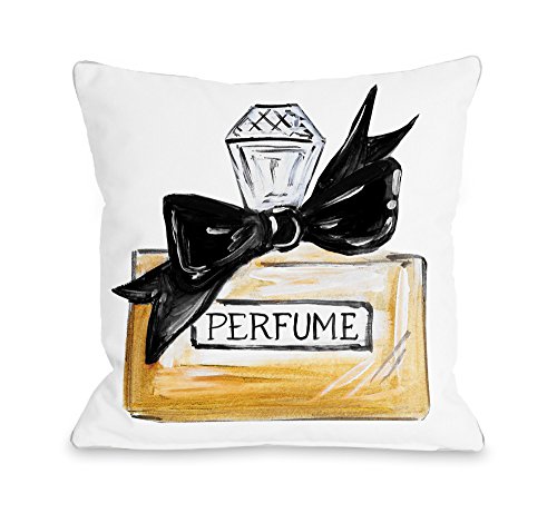 One Bella Casa Bow Perfume/Black Quilted Throw Pillow Cover by Timree Gold, 18