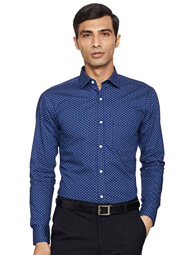 Image of Park Avenue Men's Pure Cotton Print Pattern Slim Fit Semi Cutaway Collar Full Sleeve Formal Shirt