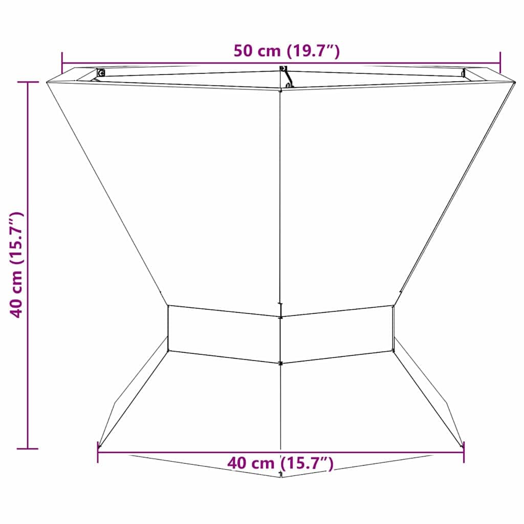 Feuerstelle Braun aus Wetterfeststahl 50 x 50 x 40 cm für Terrasse Garten und Haus, robuste Outdoor Wärme für Zusammenkünfte, passend als Kamin Ofen Deko
