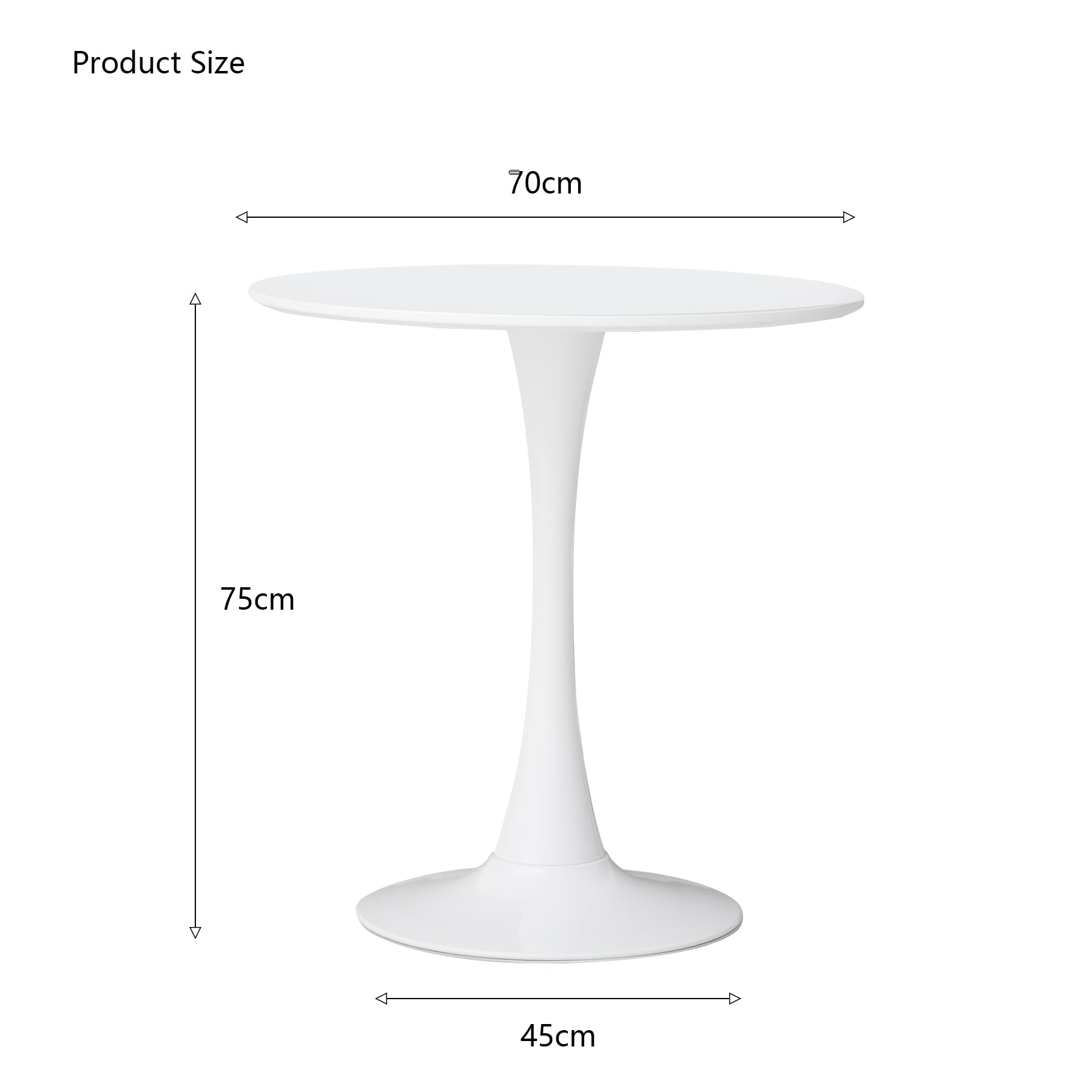 GrandCA HOME Table de Salle à Manger Ronde Moderne Blanc de 70 cm avec Piédestal Design Tulipe, Table de Loisirs Mid-Century pour Cuisine, Salle à Manger et Salon