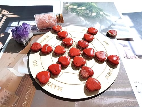 Image of QINJIEJIE 20PCS Red Jasper Heart Stones Crystals Bulk Love Shaped Worry Stone Heart Rock Pocket Polished Palm Gems Crystal Reiki Balancing Wholesale Carved Stone Decor Gift