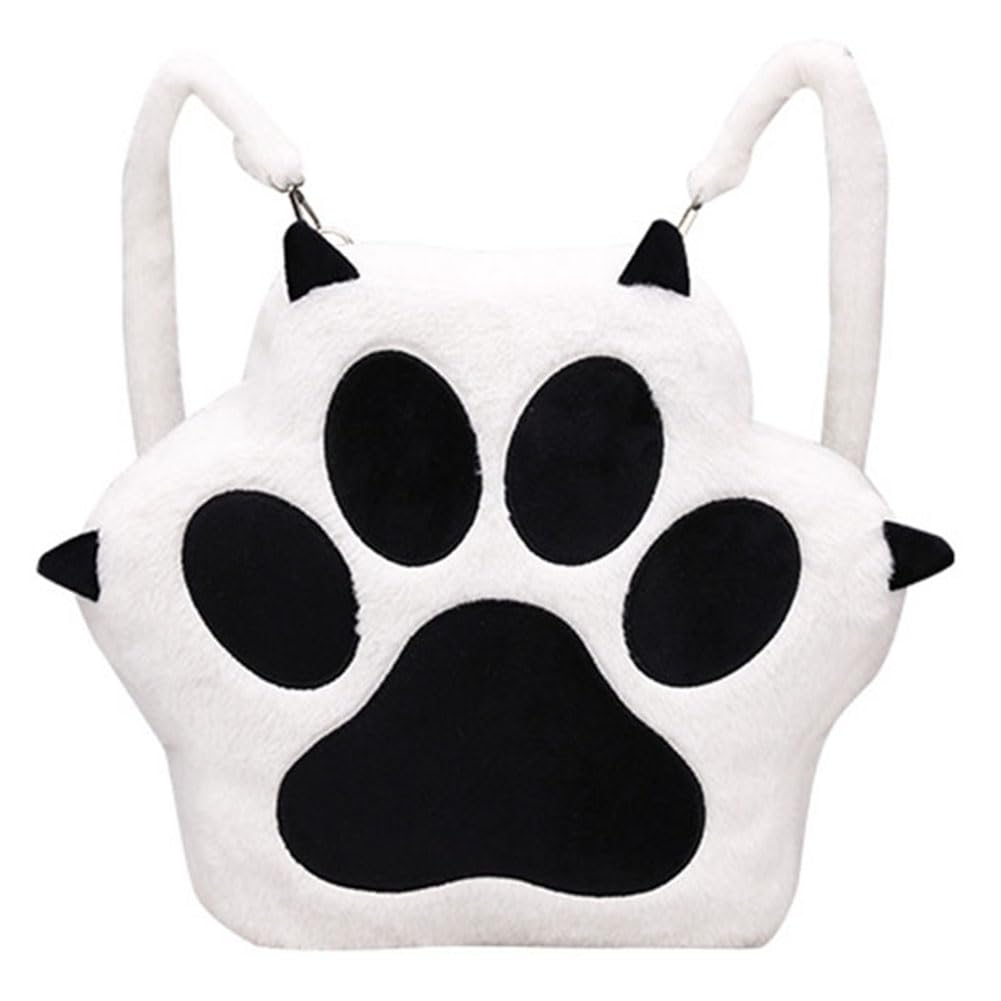 GETBSTOOP Linda Mochila de Felpa con Pata de Gato con Correas Ajustables, Bolsa Kawaii con Cremallera, Bolsa JK para niñas, Mochila de Dibujos Animados para Mujeres y niñas