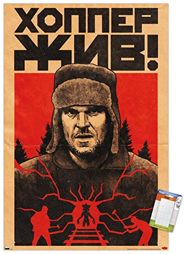 Poster Stranger Things Season 4 affiche murale Netflix avec kit fixation Hopper Tracks