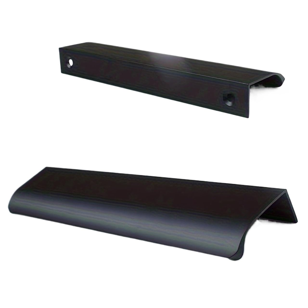Wonjoxel Black Aluminum Alloy Rectangle Pull Handles 6Pcs Cabinet Kitchen Hidden Drawer Pull Aluminum Door Handle Finger Edge(200Mm)